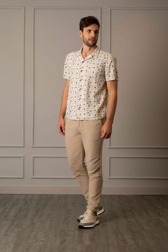 Vélez Camisa manga corta alirio para hombre sobreteñida crema oferta