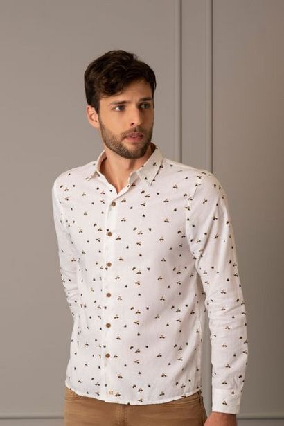 Vélez Camisa manga larga aster para hombre estampado abejas oferta