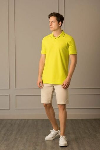 Vélez Polo casual algodón pima contraste color verde limon oferta