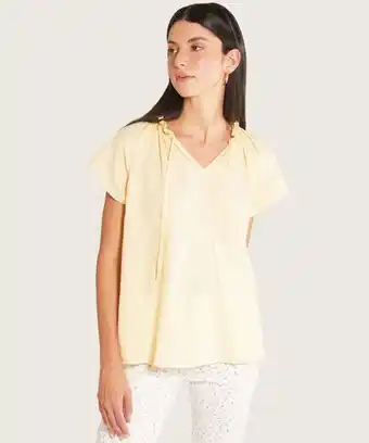 Pat Primo Blusa manga corta con ruche en cuello oferta