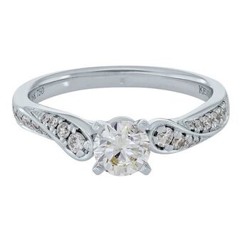 Kevin's Joyeros Anillo compromiso en oro blanco de 18 kilates, con diamante central de 0.50 ct y decoración en diamantes de 0.20 ct oferta