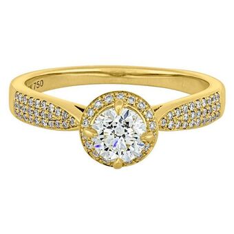 Kevin's Joyeros Anillo compromiso en oro amarillo de 18 kilates, con diamante central de 0.50 ct y decoración en diamantes de 0.15 ct oferta