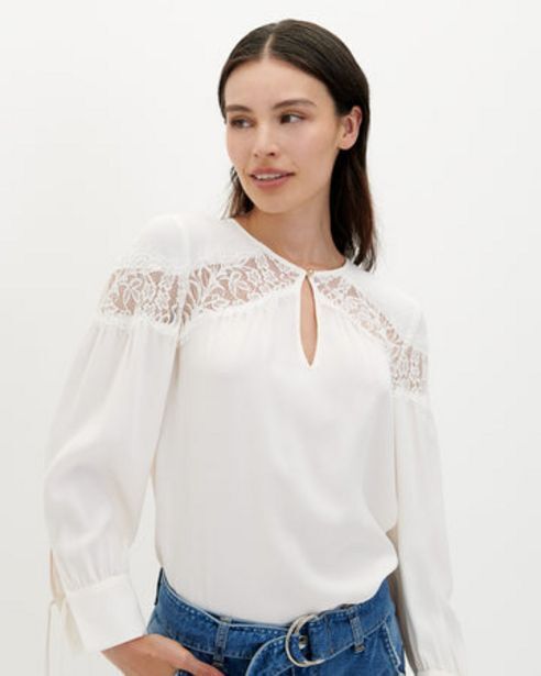 Julio Blusa detalles de encaje velado oferta