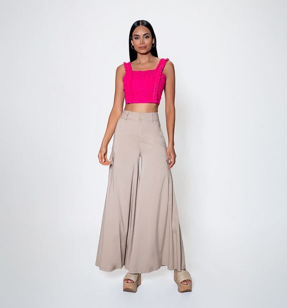 Studio F Blusa crop en hojarota con bolero en tir oferta