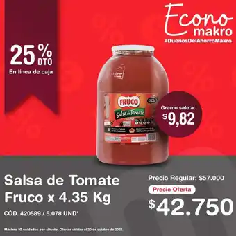 Makro Salsa de Tomate Fruco 4,35kg oferta