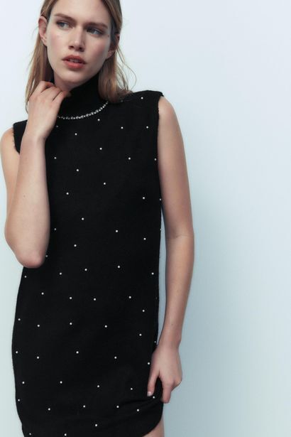 Zara Vestido mini punto perlas oferta