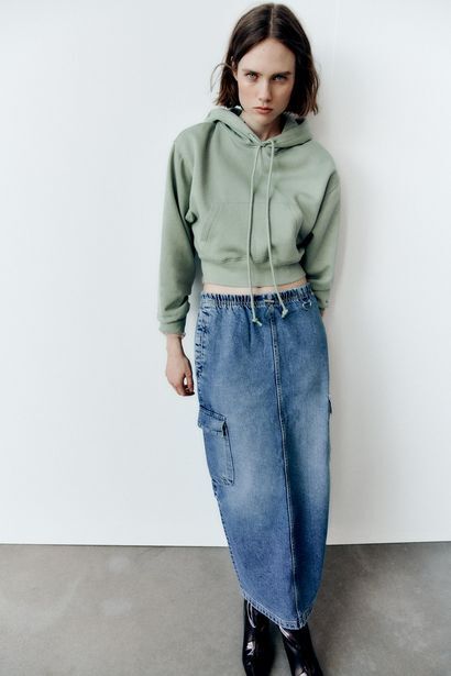 Zara Falda denim cargo trf oferta