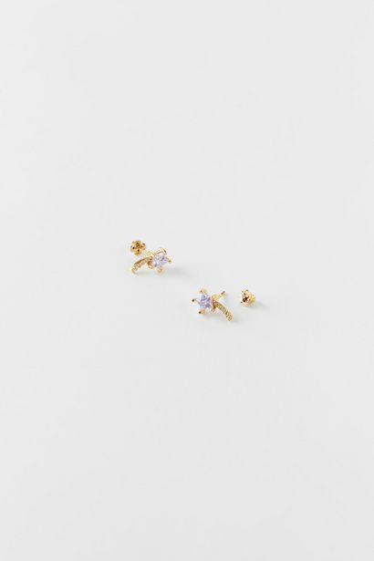 Zara Pendientes estrellas circonitas plata de ley oferta