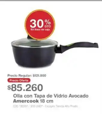 Makro Amercook Olla con Tapa de Vidrio Avocado 18 cm oferta