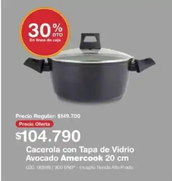 Makro Amercook Cacerola con Tapa de Vidrio Avocado 20 cm oferta