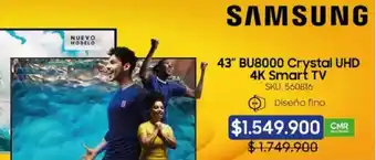 Homecenter Samsung 43"BU8000 Crystal UHD 4K Smart TV oferta