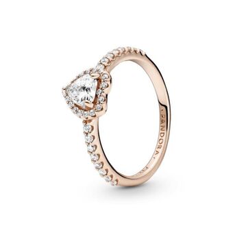 Pandora Anillo de corazón elevado brillante recubrimiento en oro rosa de 14k oferta