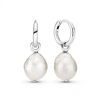 Pandora Aretes de aro perla cultivada de agua dulce barroca oferta