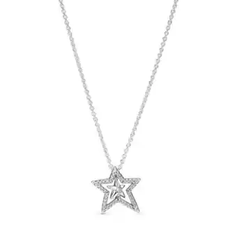 Pandora Collar en plata de ley estrella asimétrica en pavé oferta