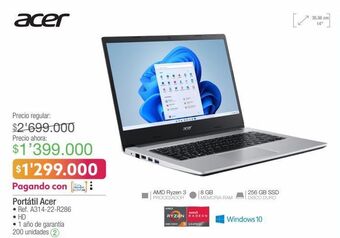 Jumbo Portátil acer oferta