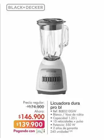 Metro Licuadora dura pro bl • ref: blbd210gw oferta