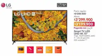 Metro Lg smart tv led uhd 4k 70" • ref. 70up7500psc.awc oferta