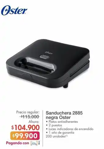 Metro Sanduchera 2885 negra oster • platos antiadherentes oferta
