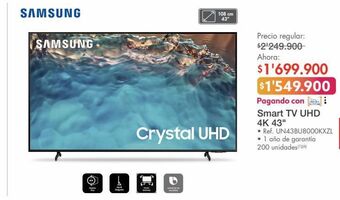 Metro Samsung smart tv uhd 4k 43" • ref. un43bu8000kxzl oferta