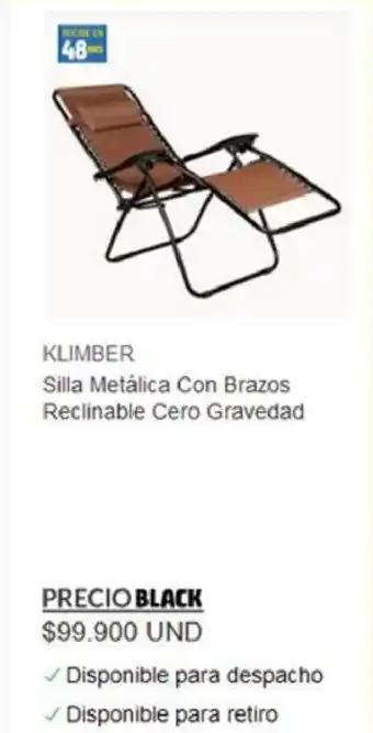 Homecenter Klimber Silla Metalica Con Brazos Reclinable Cero Gravedad oferta