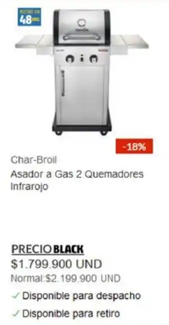 Char-Broil Asador a Gas 2 Quemadores Infrarojo