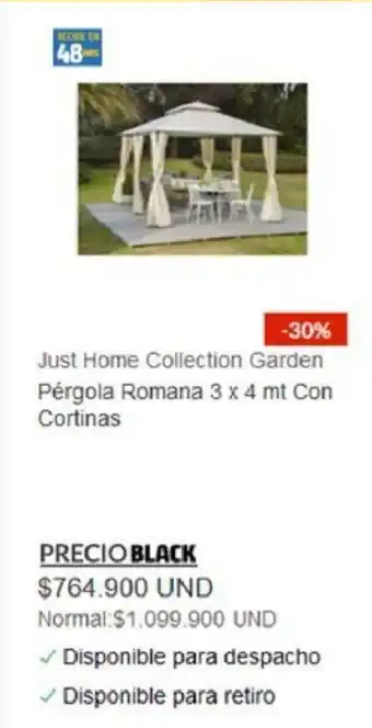 Homecenter Just Home Collection Garden Pergola Romana 3 x 4 mt Con Cortinas oferta