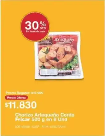 Makro Fricar Chorizo Artequeño Cerdo 500 g en 8 Und oferta
