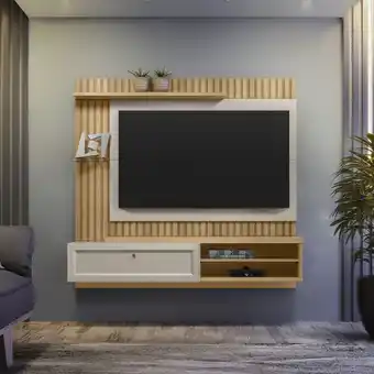 Muebles Jamar Panel de tv montier natural, off white 160x152x36 oferta