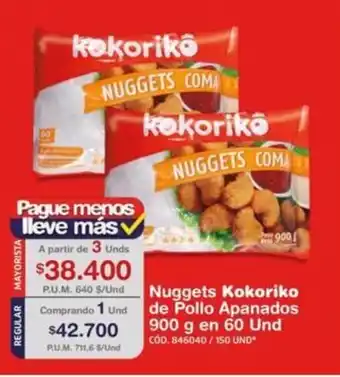 Makro Kokorilko Nuggets de Pollo Apanados 900g en 60 Und oferta
