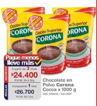 Makro Corona Chocolate en Polvo Cocoa x 1000g oferta