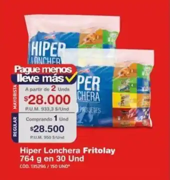 Makro Fritolay Hiper Lonchera 764g en 30 und oferta