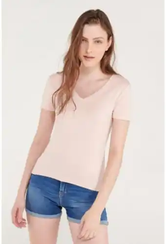 Koaj Camiseta unicolor cuello v con mangas cortas oferta