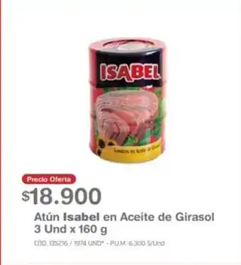 Makro Isabel Atun en Aceite de Girasol 3 und x 160g oferta