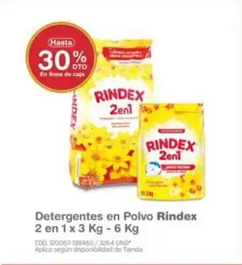 Makro Rindex Detergentes en Polvo 2 en 1 x 3 kg - 6 kg oferta
