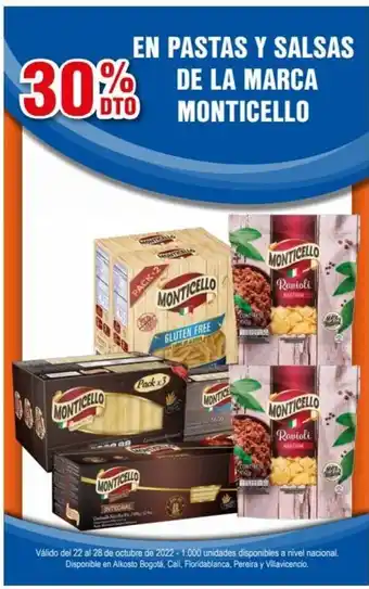 Alkosto Monticello En Pastas Y Salsas de la Marca oferta