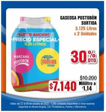 Alkosto Gaeosa Postobon Surtida 3.125 litros x 2 unidades oferta