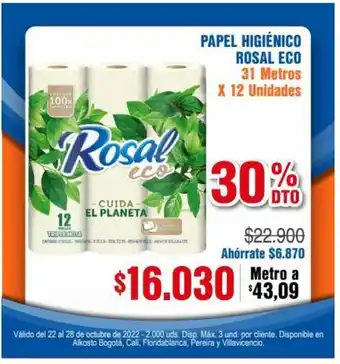 Alkosto Rosal Eco Papel Higienico 31 Metros x 12 unidades oferta