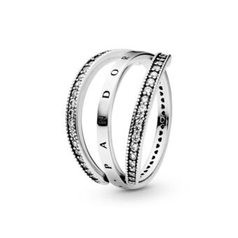 Pandora Anillo con corazones y logotipo de pandora signature oferta