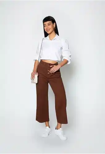 ELA Jeans cropped tiro alto unicolor. oferta