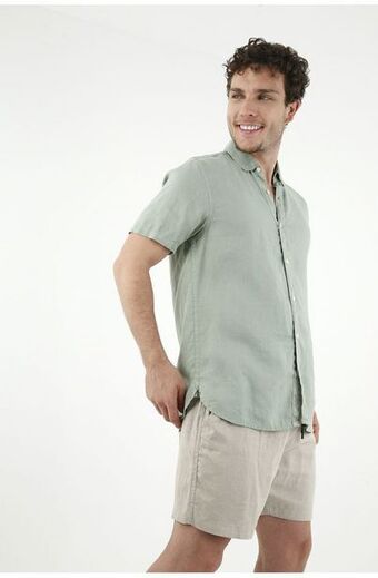 Tennis Camisa verde manga corta para hombre oferta