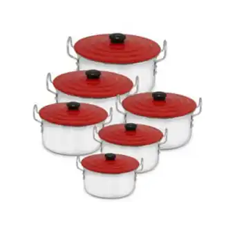 Almacenes La 13 Juego de ollas brillada tapa color aluminio / i... oferta