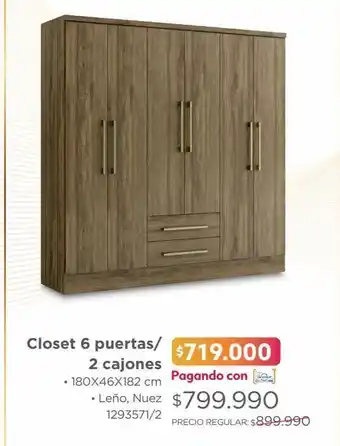 Easy Clóset 6 puertas/ 2 cajones oferta