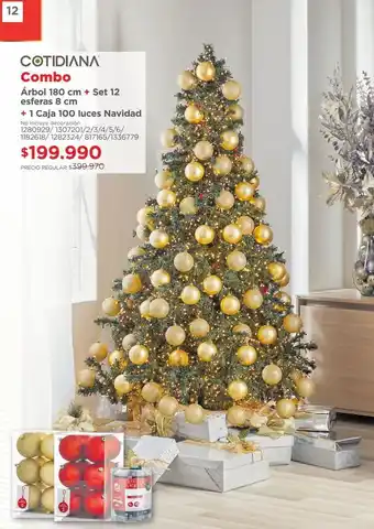 Easy Árbol 180cm + set 12 esferas 8cm + 1 caja 100 luces navidad oferta