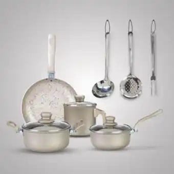 Almacenes La 13 Juego de ollas 7 piezas + 3 utensilios gold enc... oferta