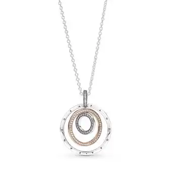 Pandora Collar y pendiente círculos de dos tonos en recubrimiento en oro rosa de 14k oferta