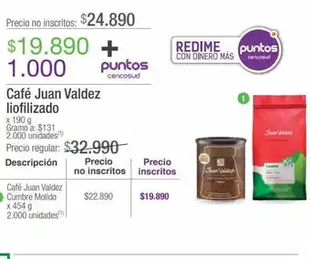 Jumbo Café juan valdez liofilizado x 190g oferta