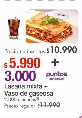 Metro Lasaña mixta + vaso de gaseosa oferta