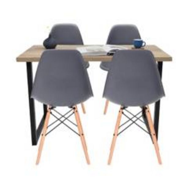 Falabella Comedor 4 puestos industry + silla eames gris oferta