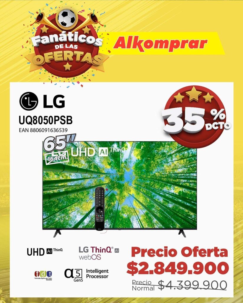 Alkomprar LG 65" UHD TV UQ8050PSB oferta