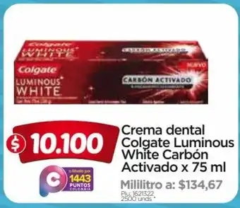 Surtimax Colgate Crema Dental Luminous White Carbon Activado x 75 ml oferta